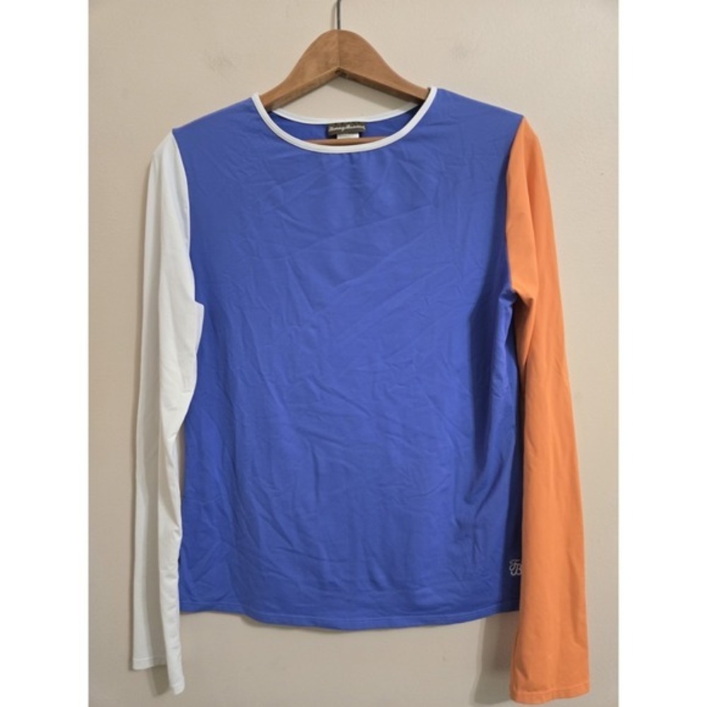 Tommy Bahama Rash Guard Women's XL Purple Orange White Long Sleeve Swim Shirt